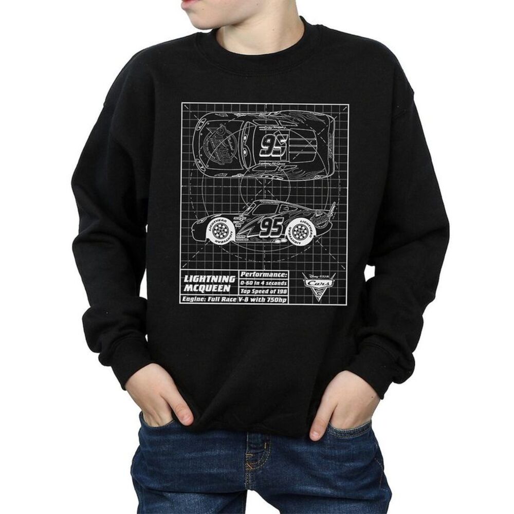 Cars Boys Lightning McQueen Blueprint Sweatshirt / Black